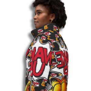 Garfield “Wake Up” Puffer Jacket 💥 Women’s Streetwear (BLACK)| Brand New